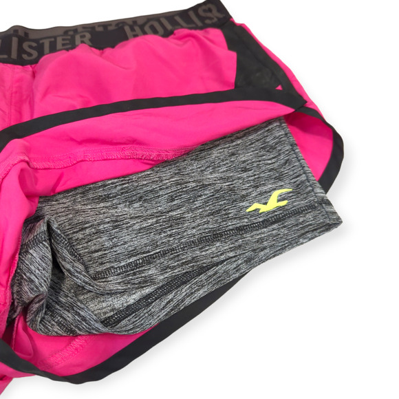 HOLLISTER Hot Pink Black Active Workout Shorts Medium - Picture 3 of 8